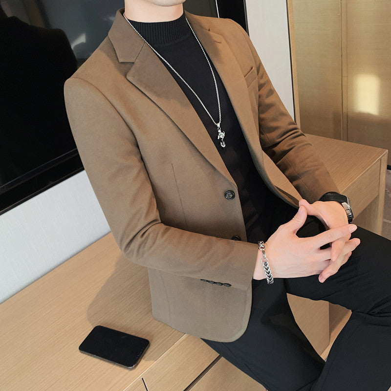 Autumn Winter Men Blazers Korean Slim Fit Casual Suit Jackets Wedding Business Dress Coat Solid Color Streetwear Social Blazer