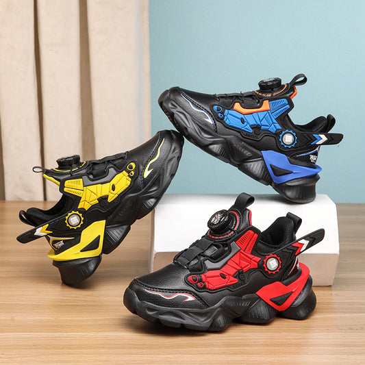 Boys Shoes 2021 Spring Mech Shoes Lightweight Non-Slip Leather Sneakers Large Children Breathable Casual Shoes
