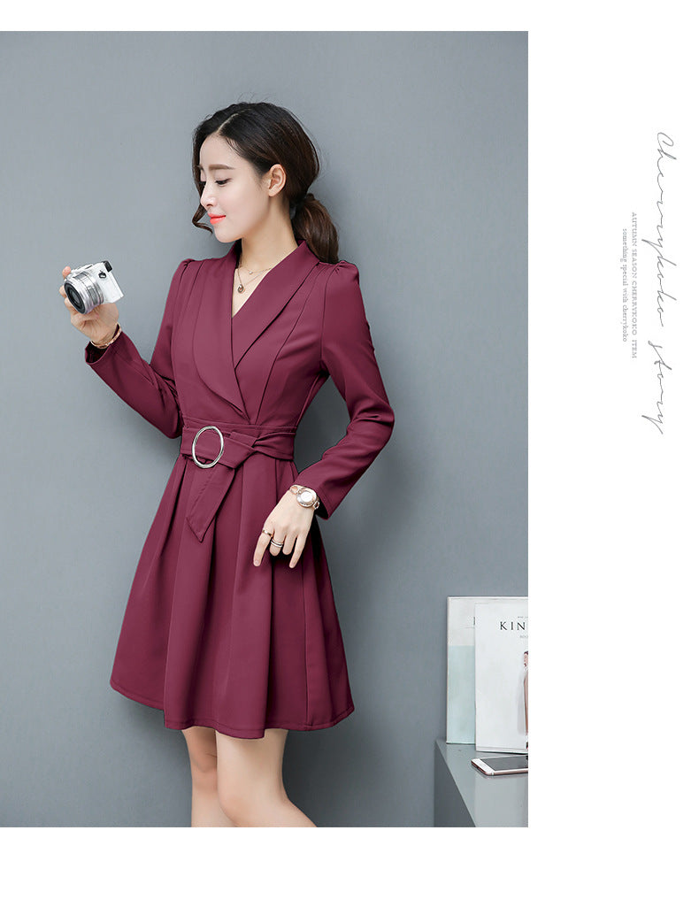Long-sleeved dress for women 2020 autumn and winter new Korean version of large size belted dress slimming bottoming skirt, long-sleeved dress for women, slimming bottoming skirt, dress