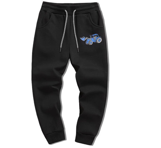 Spring Casual Pants Solid Color Winter Warmth Black Sports Pants for Boys aged 5 and above