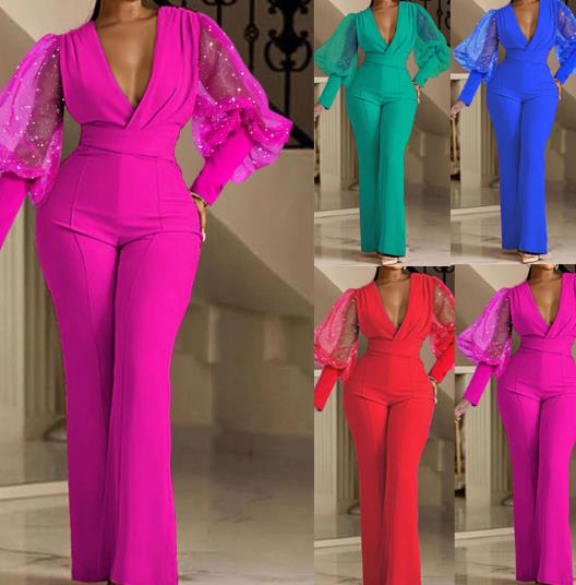 Pleated slim fit V-neck mesh panel long sleeve bodysuit