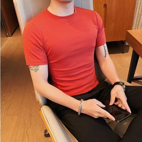 Plain Men Basic Round Neck Shirt