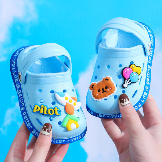 Summer Children Garden Clogs Shoes Boy Beach Sandal Kids Lightweight Breathable Cute Cartoon Slip On Mules Baby Slipper