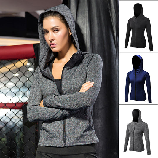 Women's fall and winter fitness coat Yoga Training running zipper sport casual hoodie quick-drying coat