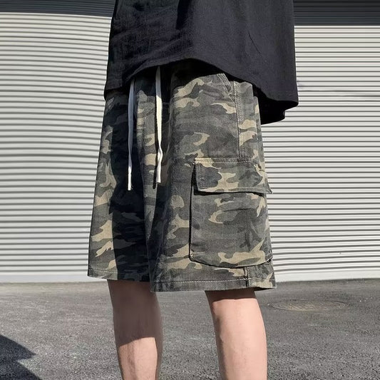 Distressed Camouflage Loose Drawstring Trousers